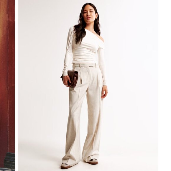 A&F Harper Tailored Ultra Wide Leg Pant - Size 29 (US 8) LONG - High Rise - Picture 1 of 7